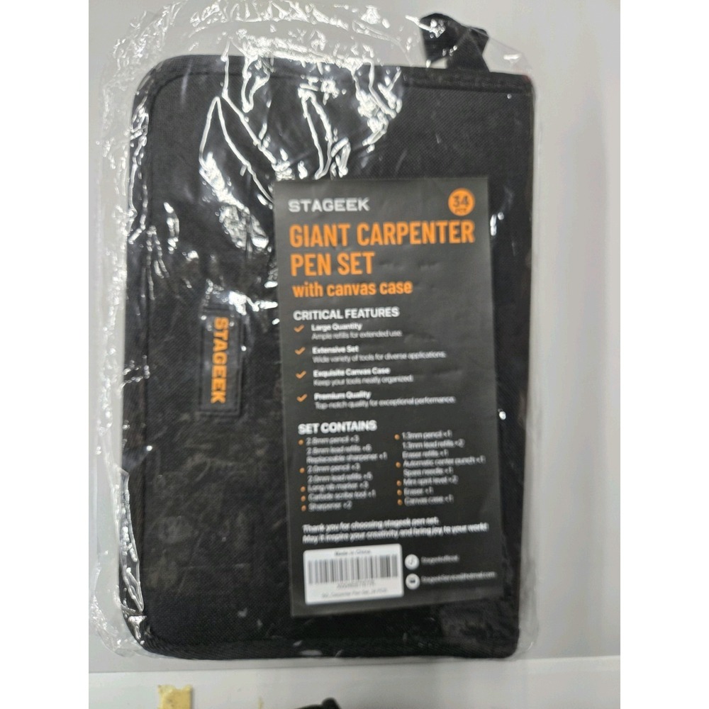 STAGEEK GIANT CARPENTER PEN SET WITH CANVAS CASE 34 Piece